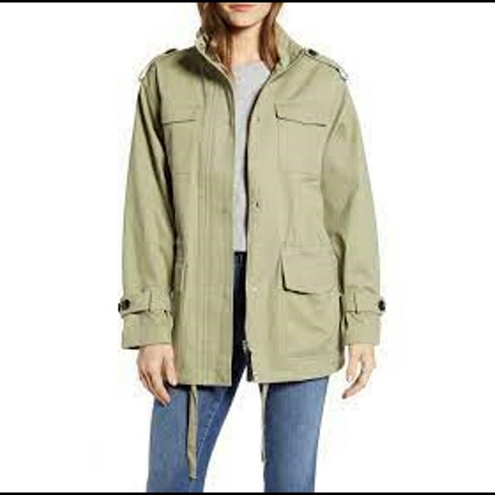 Derek Lam 10 Crosby Cotton Field Jacket Bergamot olive green woman new XXL